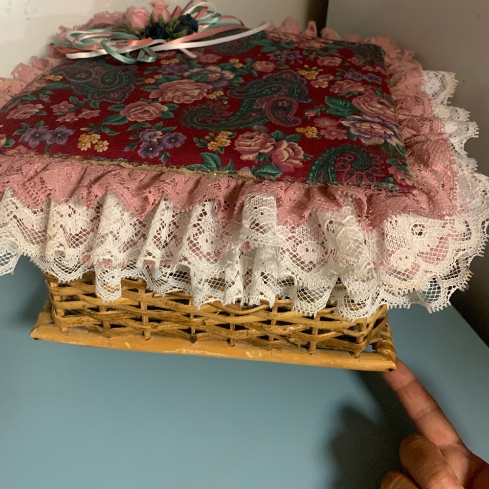 Vintage hand made sewing basket